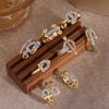 Elegant Two-Tone Gold & Silver Horseshoe Buckle Ring with Zircon Inlays - High-End Design for Women