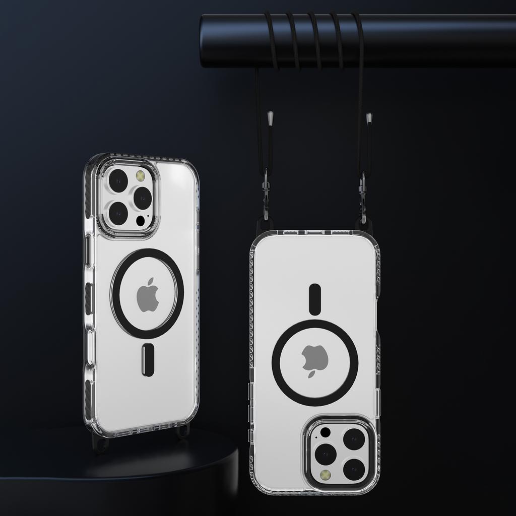 For iPhone 14 Pro Case Compatible with MagSafe PC+TPU Cover with Long Lanyard