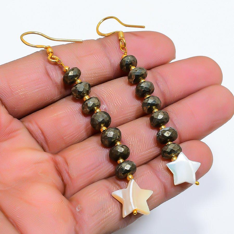 

Pyrite Agate Gemstone Handmade 925 Sterling Silver Jewelry Earring 2.80 GK-4932