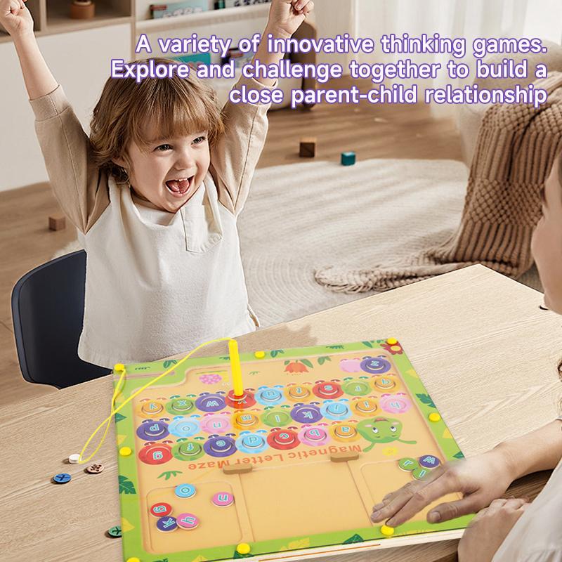 Montessori 2-in-1 Magnetic Number Letter Learning Puzzle Board Bead Maze Toy Children Drawing Board Toys Education Puzzle Games