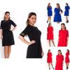 Women Round Collar Plus Size Pure Color Dress With Comfortable Cotton Blend Fabric