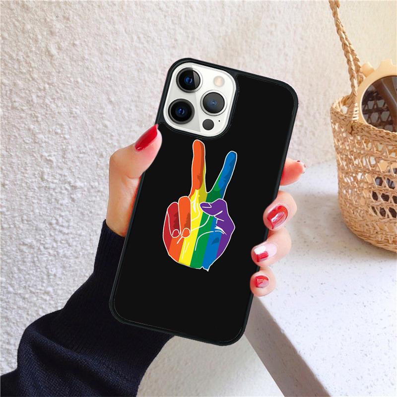 Rainbow Gay LGBT Finger Phone Case for iPhone 17 Air 16 Coque 15 14 12 13 PLUS 11 PRO MAX Back Cover Fundas Shell