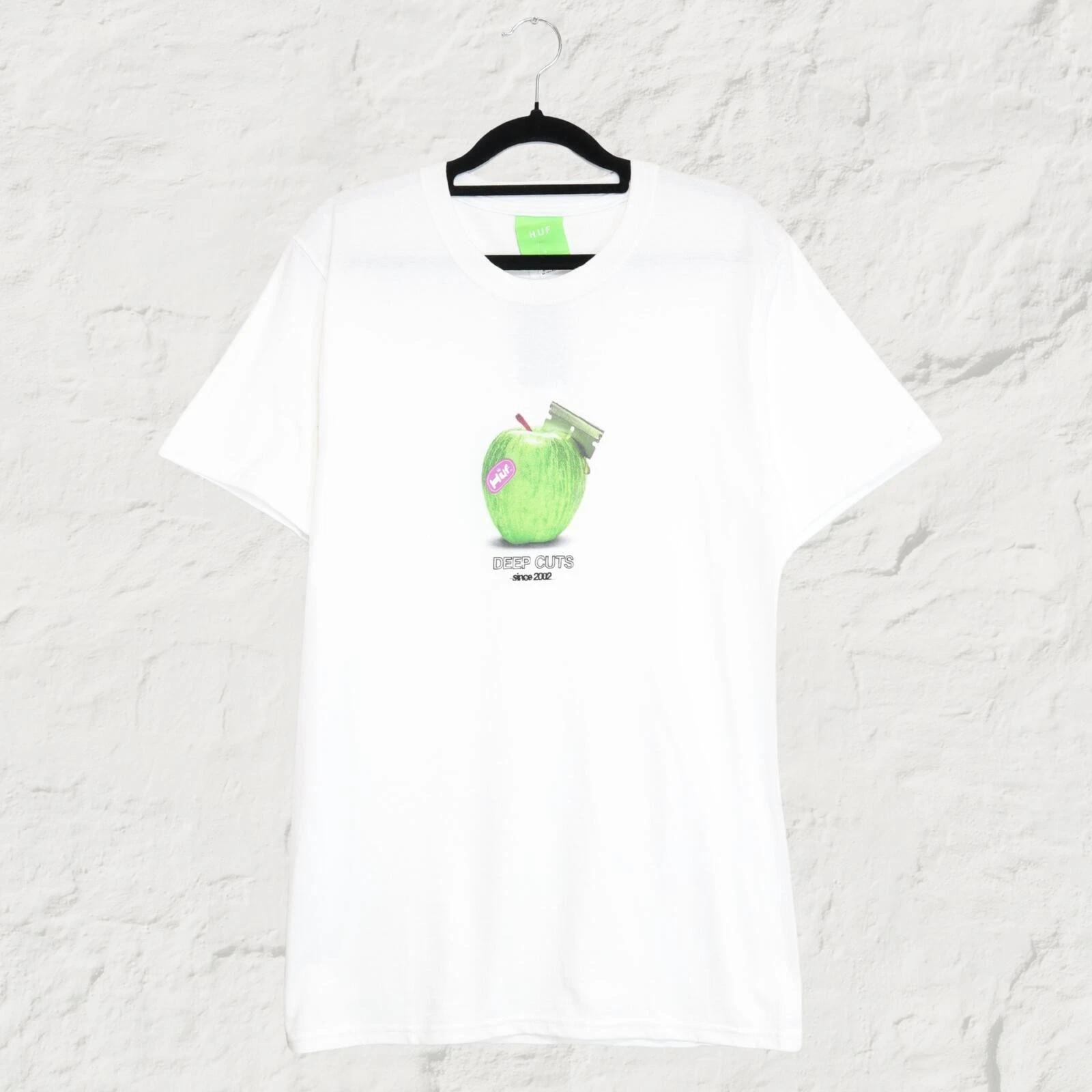 HUF Deep Cuts Graphic Tee White Skate Streetwear T Shirt Size S 2XL