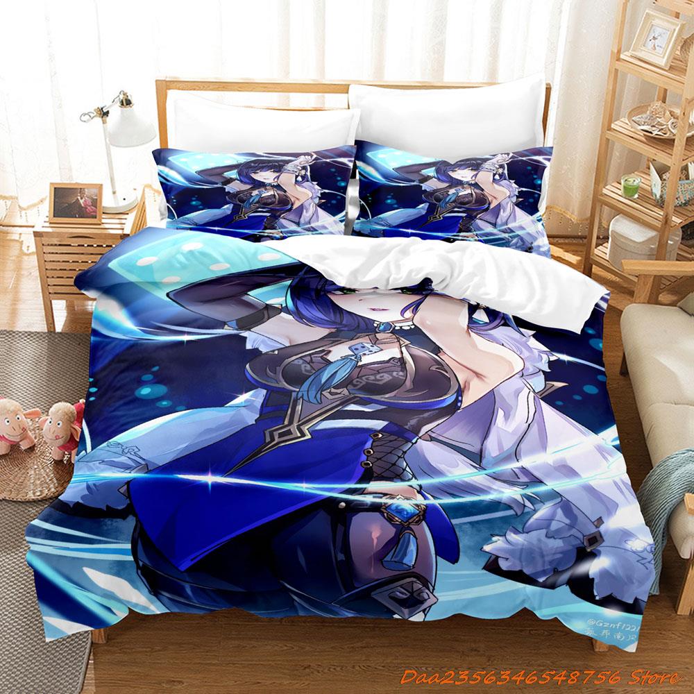 Personelity New Game Yelan Genshin Impact Bedding Set Cartoon Anime Three-piece Set Adult Kid Bedroom Duvetcover Sets 3D Ka