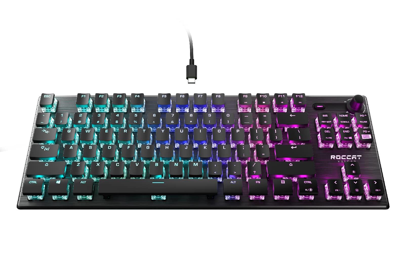 

ROCCAT VULCAN TKL Gaming Keyboard English Layout Quiet Linear Axis Tenkeyless US Package Authorized Distributor USB-C (Red Equivalent) [Japanese