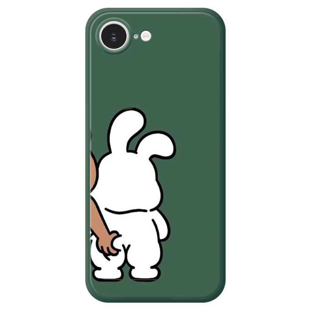 For iPhone 16e Case Pinch Rabbit Butt Pattern Printing Straight Edge TPU Phone Back Cover