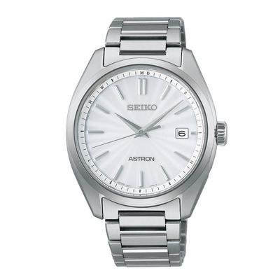 Orologio da uomo Seiko SBXY029 Fabbricato in Giappone Solare Radiocontrollato Calendario Data Cassa e Bracciale in Titanio Puro Quadrante Bianco