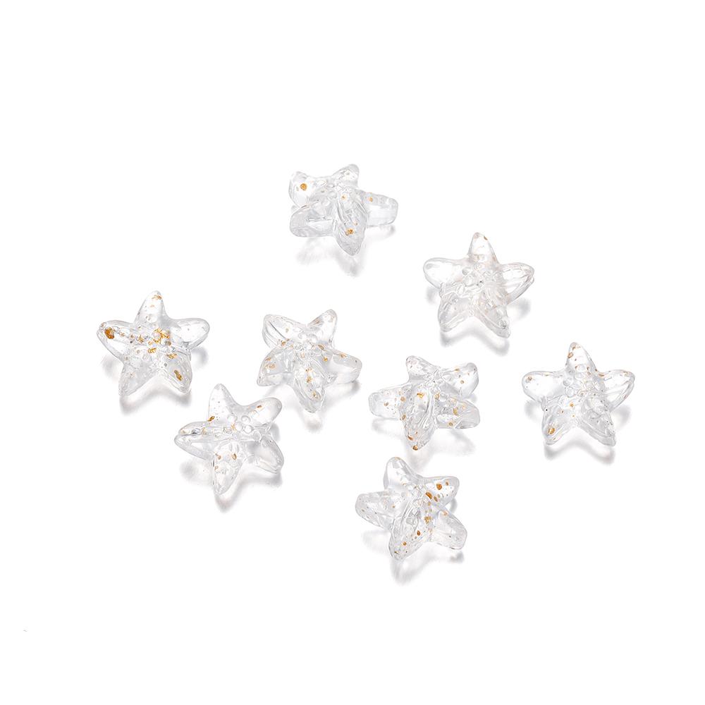 10/20Pcs/Lot 15*15.5mm Glass Starfish Shape Charm Small Loose Beads for DIY Jewelry Making Earrings Bracelet Wholesale