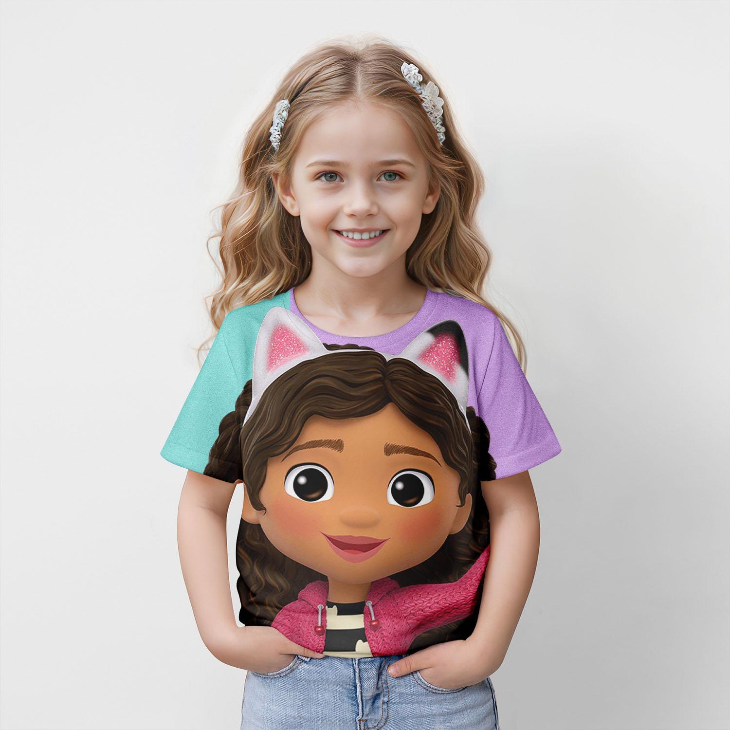 Xuhaijian02 Gabby's Dollhouse Zomer Kinder T-shirt 3d Geprint Meisjesmode Schattig Kind Feest Trend Verjaardag Jongen Cartoon Casual Populair 100