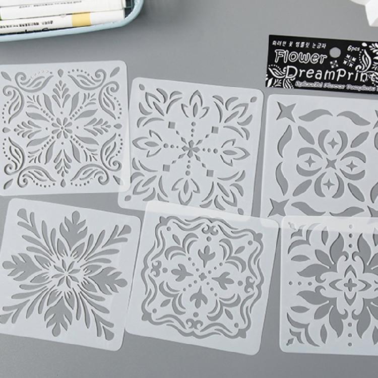 6 Pcs Flowers Stencils Drawing Stencils Leaf Templates For Creative Scrapbook Pages And DIY Home Projects