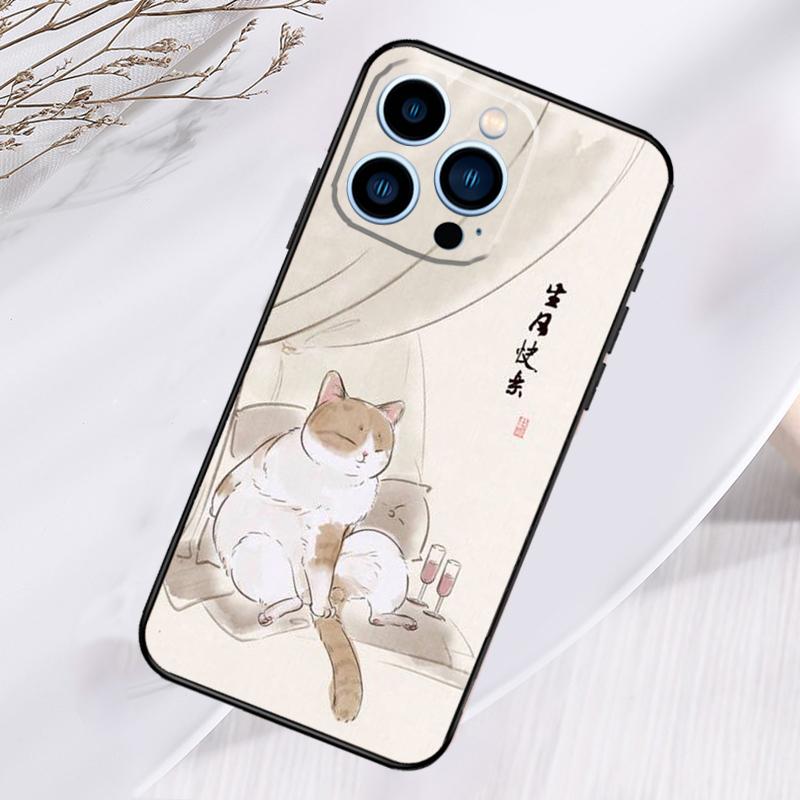 Japanese Cat Culture Aesthetic Art Phone Case For iPhone 17 Pro Max 15 14 13 12 11 16 Pro Max Plus 12 13 Mini 16e 17 Air Cover