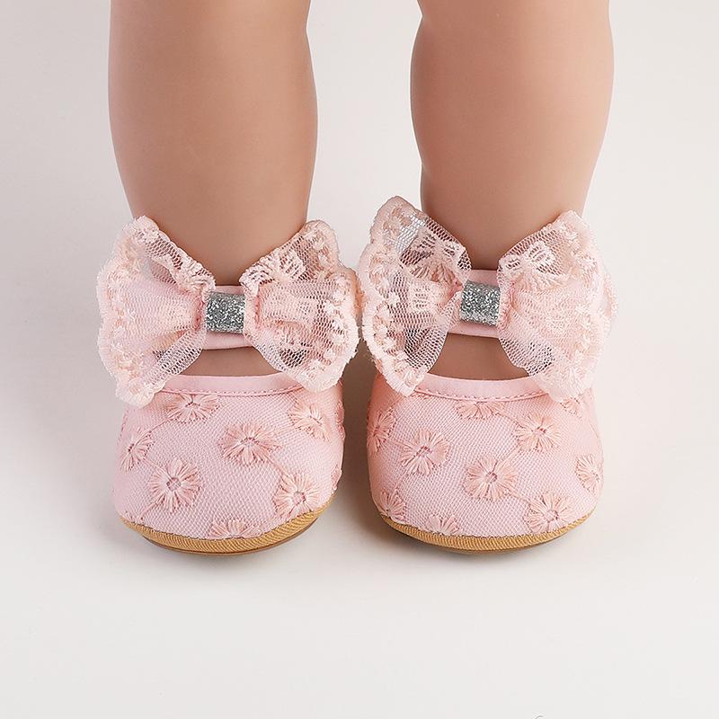 Solid Color Lace Baby Princess Shoes for 0-12 Months - Spring & Autumn Walking Shoes