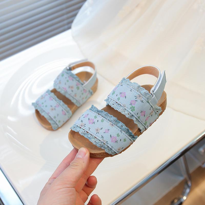 Girls Summer Princess Floral Lace Sandals Kids Beach Shoes For Students Casual Outdoor Footwear