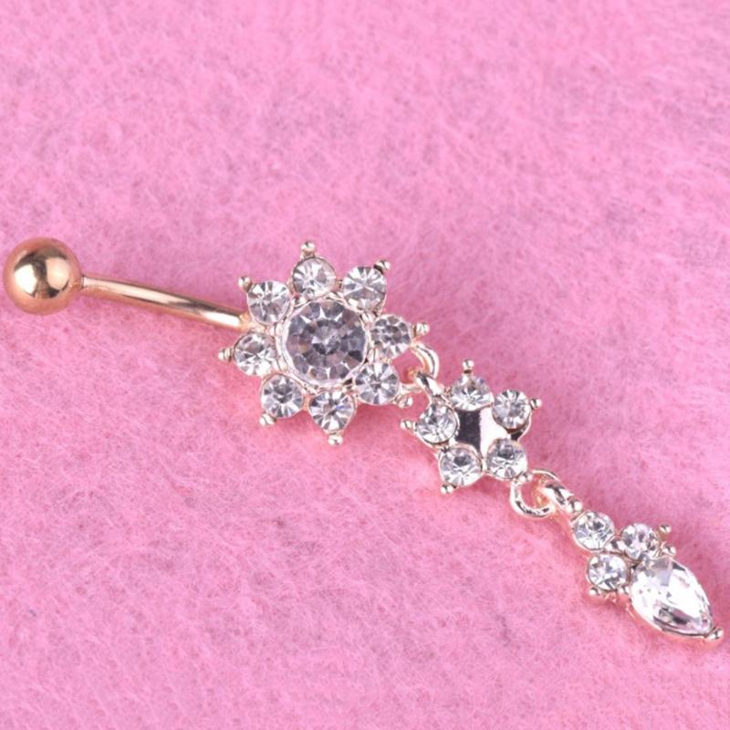 9 szt./zestaw Seksowne wiszące kółka do pępka Piercing pępka Kryształowe