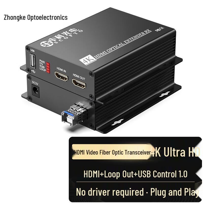 

4K HDMI Fiber Optic Extender with USB KVM and Loop Out LC Interface