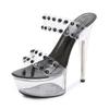 Fashion Women Model Shoes Heels Super High heels 15cm Sunflower Waterproof Sandals Transparent Clear heel Crystal Shoes Wedding Shoes