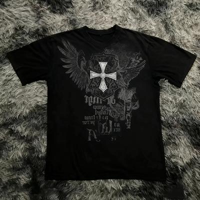 Classic Y2K Gothic Style T-shirt Print Oversized T Shirt High Street Shirts Gothic Round Neck Cotton Tops New Mens Women T Shirt