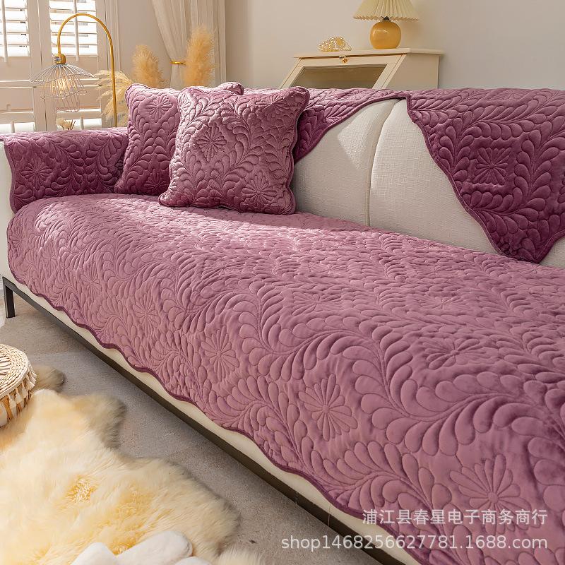 

Winter Sofa Cushion Short Plush Simple Modern Nordic Fashion Seat Cushion High-Grade Non-Slip Solid Color Cover Backrest 70*70cm