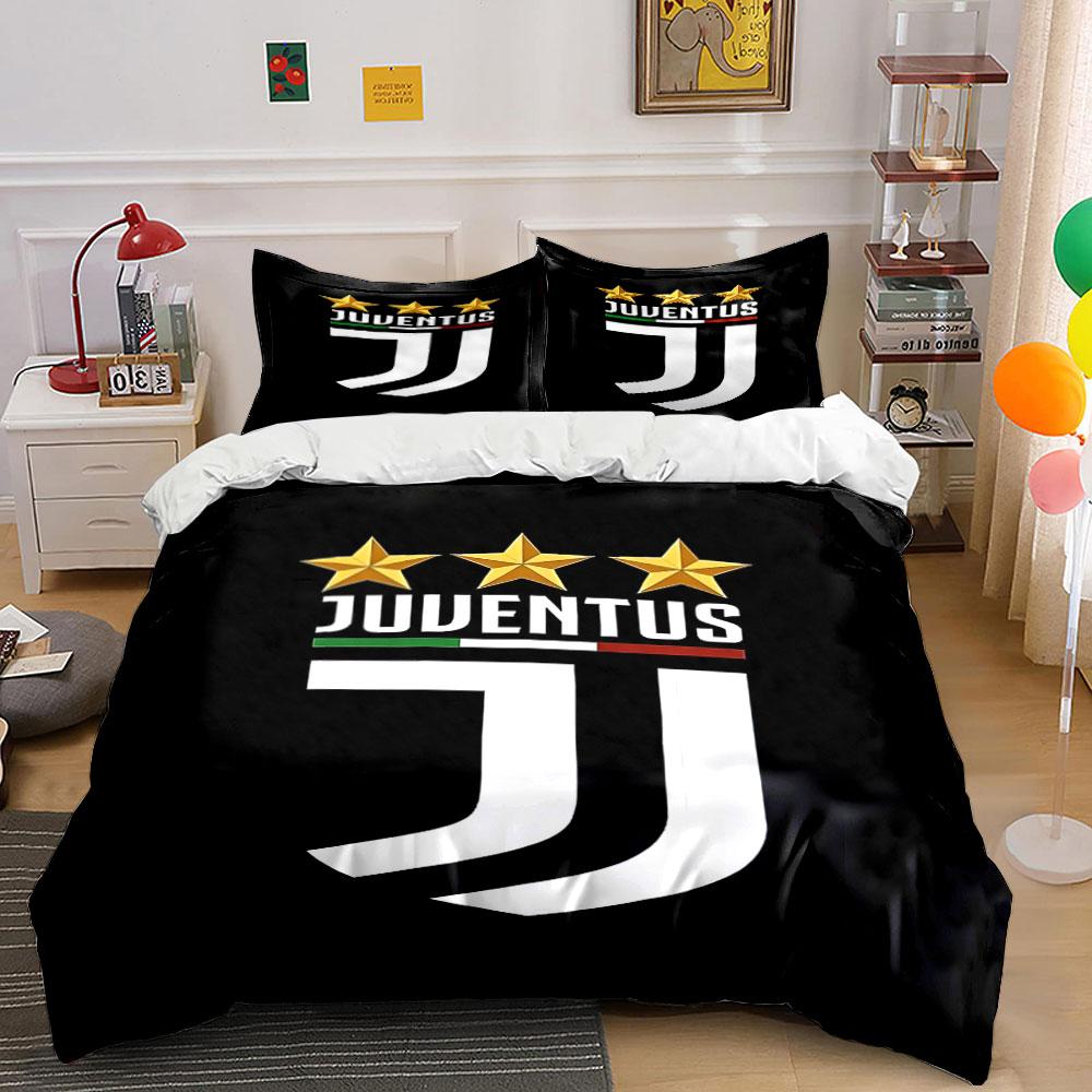 Juventus-Logo und Sterne. Bettwäsche-Sets Bettbezug-Sets Bettbezüge Kissenbezüge(1* Bettbezug 2* Kissenbezüge ohne Bettdecke) 200x200cm