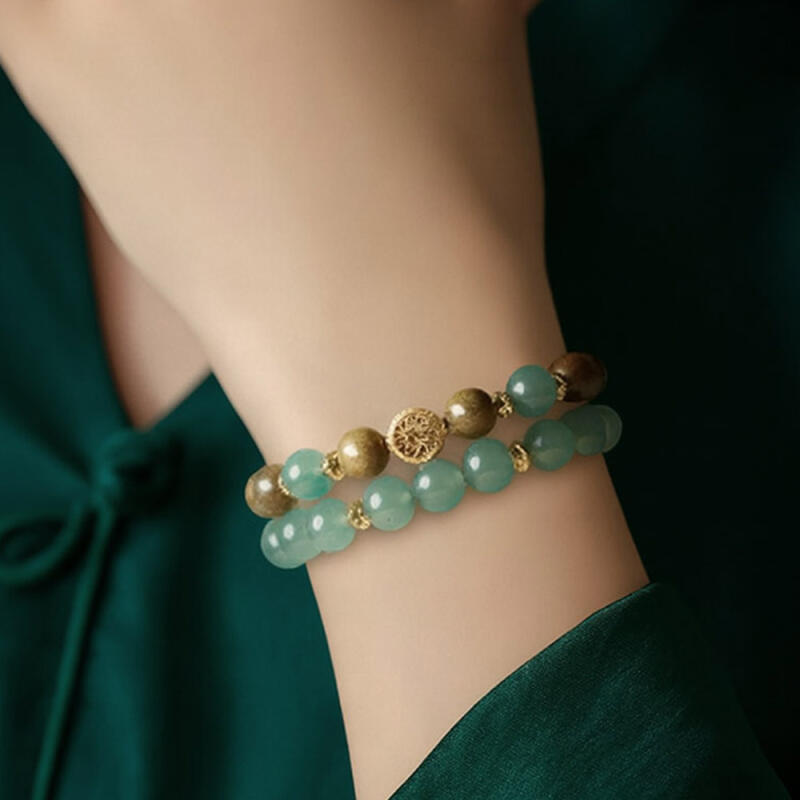 Wutaishan Sandalwood and Jade Bracelets with Good Luck
