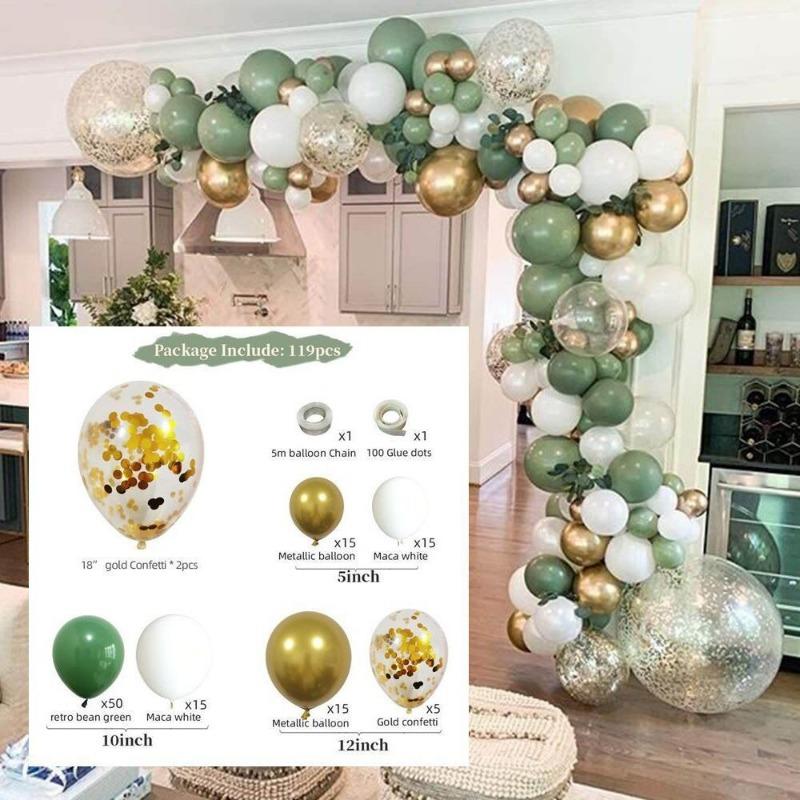 1 Set DIY Balloons Metallic Gold Retro Green Globos Birthday Wedding Anniversary Party Decoration