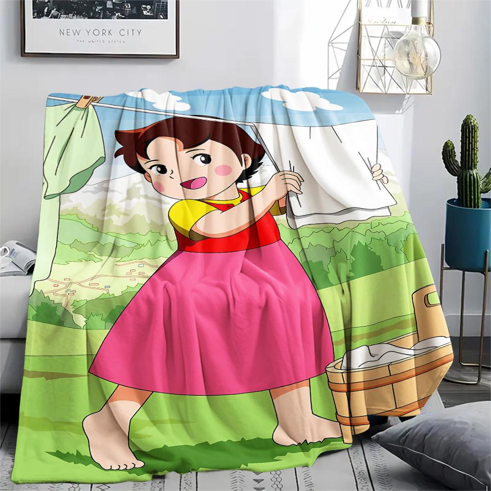 1 Stück Heidi Alpen Cartoon-Druck Flanelldecke, Hohe Qualität für alle Jahreszeiten, Heimdekoration, Wärme und Komfort, Perfekt für Weihnachtsgeschenke