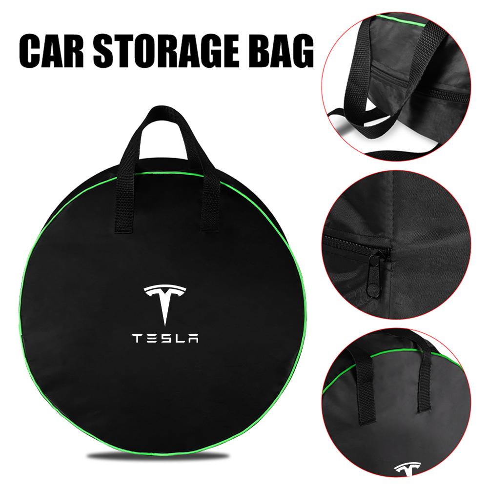 Car Charge Cable Storage Box Charging Gun Organiser Bag For Tesla Model 3 Model S ModelX ModelY Roadster SpaceX Auto Accessories