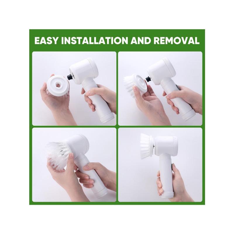 Electric Cleaning Brush - Motorized Scrubbing Tool for Kitchen/Bathroom/Shoes, Cordless Deep Clean with Interchangeable Heads