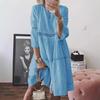 Elegant Women Maxi Dress Fashion Lace Embroidered 3 4 Sleeve