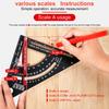 Adjustable Woodworking Triangle Ruler 7Inch Aluminium Alloy Square Protractor Precise Right Angle Measuring Ruler with 2 Pencils