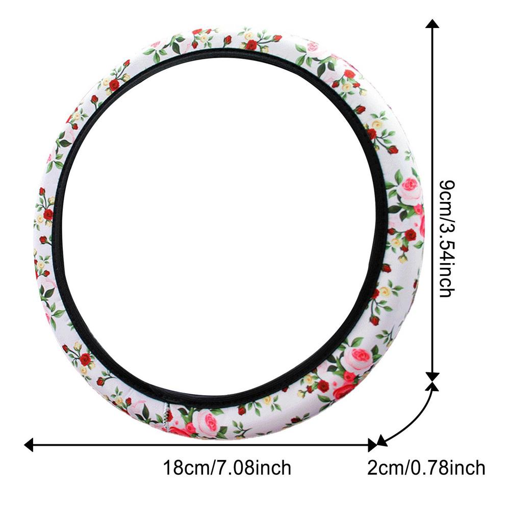Floral Auto Steering Wheel Covers Steering Wheel Cushions Comfort Grip Protector Universal Floral Car Automotive Cushions
