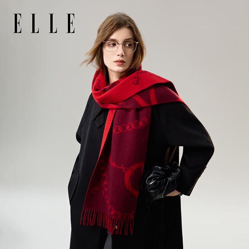 ELLE Women's 100% Merino Wool Jacquard Scarf