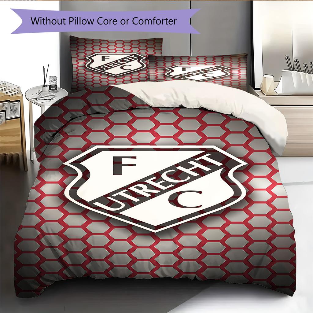 FC Utrecht  Pattern Bedding Quilt Set Quilt Cover Pillowcase Home Decoration Birthday Gift (1 * Duvet Cover + 2 * Pillowcase, Without Core)