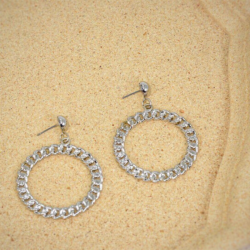 

INS Women s Hip-Hop Short Neck Sweater Necklace Earrings 925 silver needle silver model