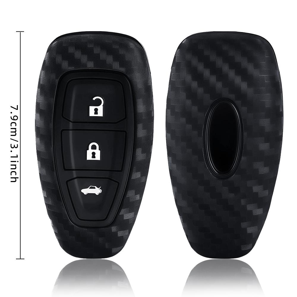 Carbon Fiber Silicone Car Key Case For Ford Puma Grand C Max Focus Mondeo Kuga Fiesta Ecosport Transit Kuga Remote Key Case