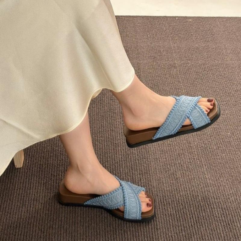 Shoes for Women Flax Slippers Summer Indoor Shoes Home Casual Beach Slides Ladies Travel  Sandals Slippers