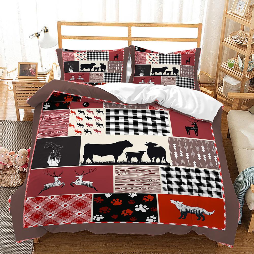 Digital Printing Three-Piece Christmas Series Quilt Cover Sheet Kit