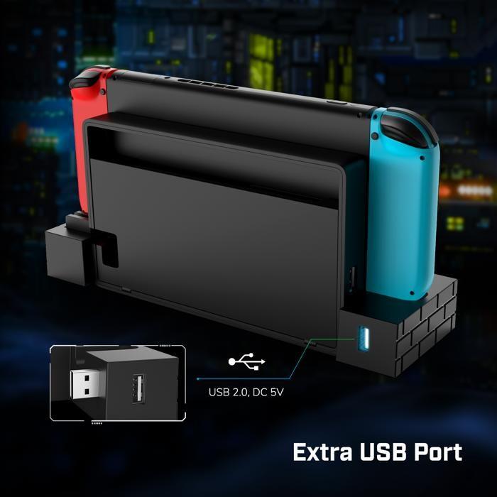 Egogear - USB Charging Station for Nintendo Switch - Suitable for 4 Joy-Cons + 8 Switch Game Storage - Charging Indicator
