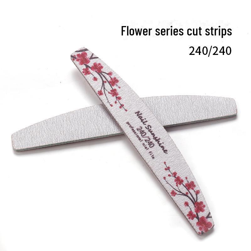 

Популярная пилка для ногтей с цветочным узором в форме полумесяца - износостойкие шлифовальные полоски