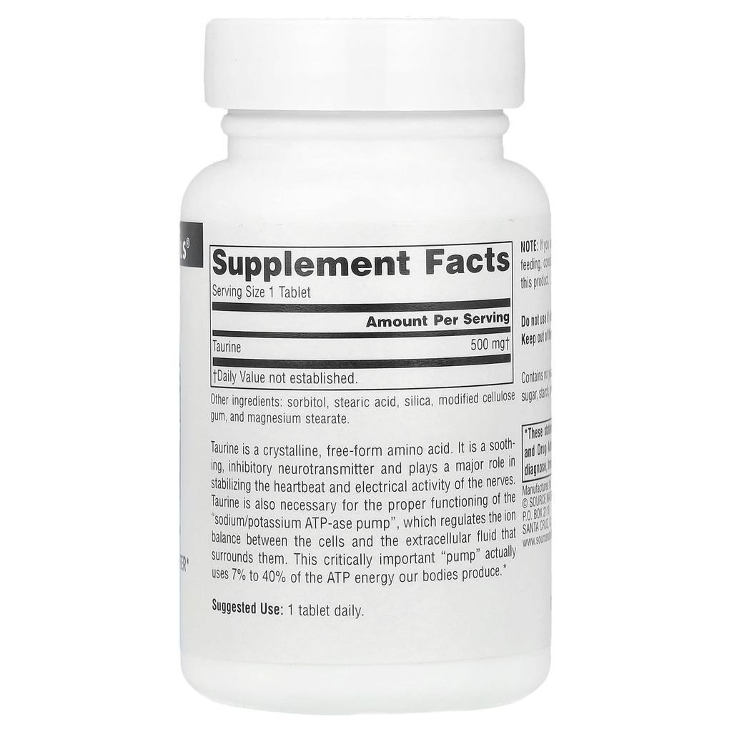 Taurine, 500Mg, 60 Tablets