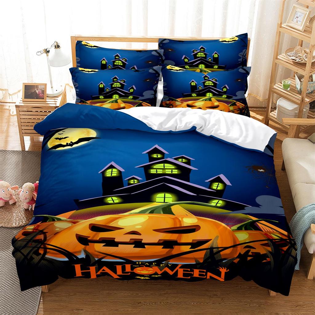 Halloween Bedding 3D Horror Pattern Duvet Cover Pillowcase 2/3pcs Single/double Bed Full-size Home Textile Teens Men Gift