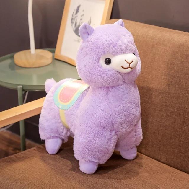Zacht Knuffelzadel Alpaca Pluche Speelgoed Schattig Pluizig Pluche Dier Pop Paars Roze Wit Schaap Alpacas Creatief Cadeau Voor Kinderen Meisje 35cm white