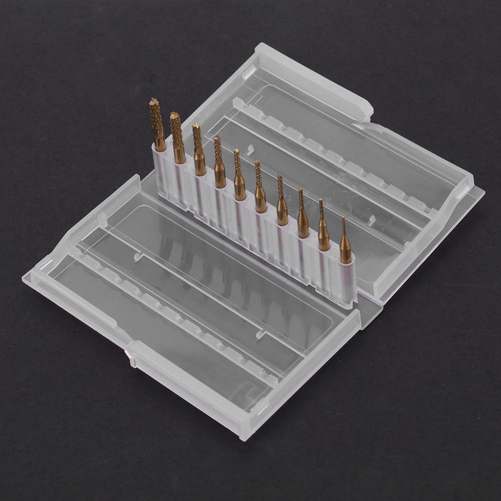 

10pcs Titanium Coated 0.8mm3.17mm End Mill Engraving Bits Rotary Cutter 1 8 Shank