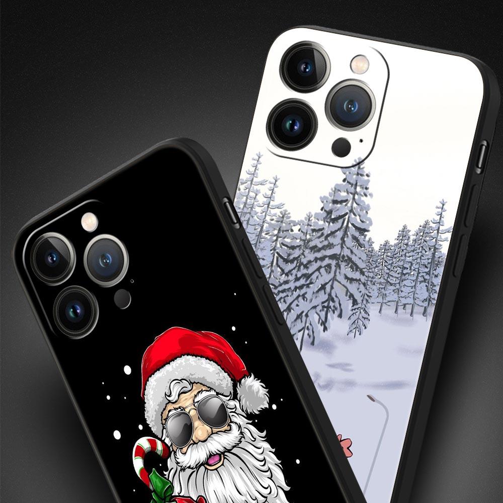 Christmas New Year Phone Phone Case For iPhone Apple 15 14 13 12 11 Pro Max Mini 7 8 Plus XR XS X SE 2020 Black Silicone Cover