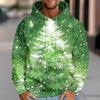 3D Print Christmas Tree Hoodie For Men Ribbon Snowflake Pattern Sweatshirt Casual Tops Oversized Pullovers Long Sleeves Hoodies