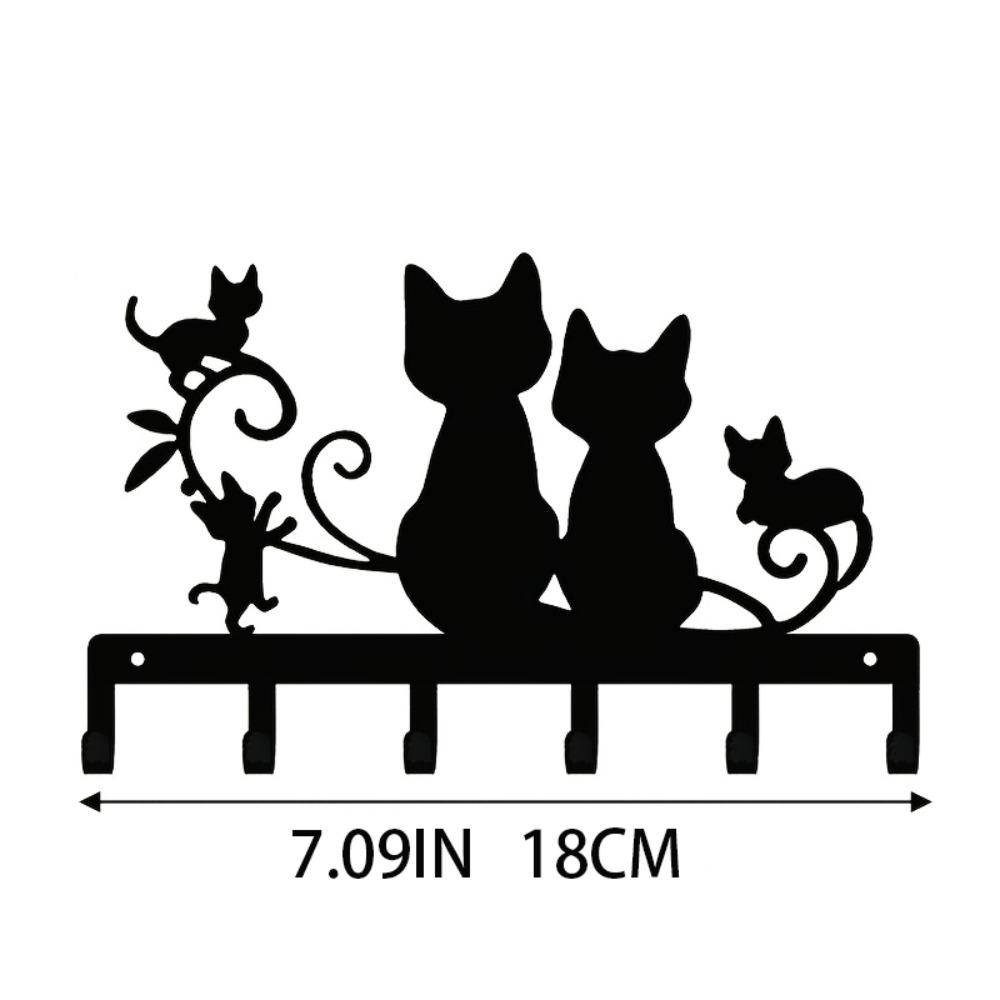 Black Cat Metal Wall Hook, Silhouette Key Holder, Decorative Animal Hook for Entryway Living Room Halloween Gift