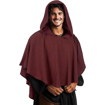 Medieval Viking Hooded Cloak Pu Leather Cape Men Women Gothic Sleeveless Shawl Cape Aristocrat Halloween Cosplay Hooded Armor