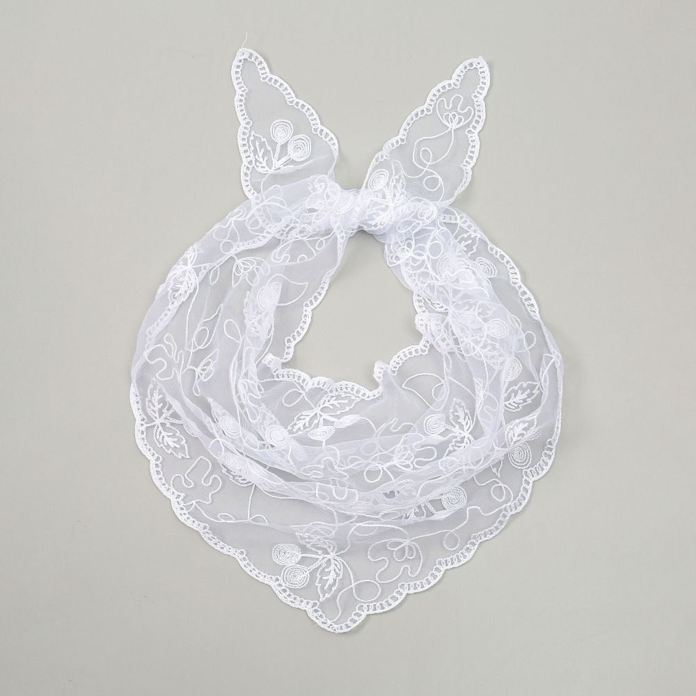 Solid Color Foulard Bandana Embroidery Hair Scarf Headband New Lace Scarf  Women