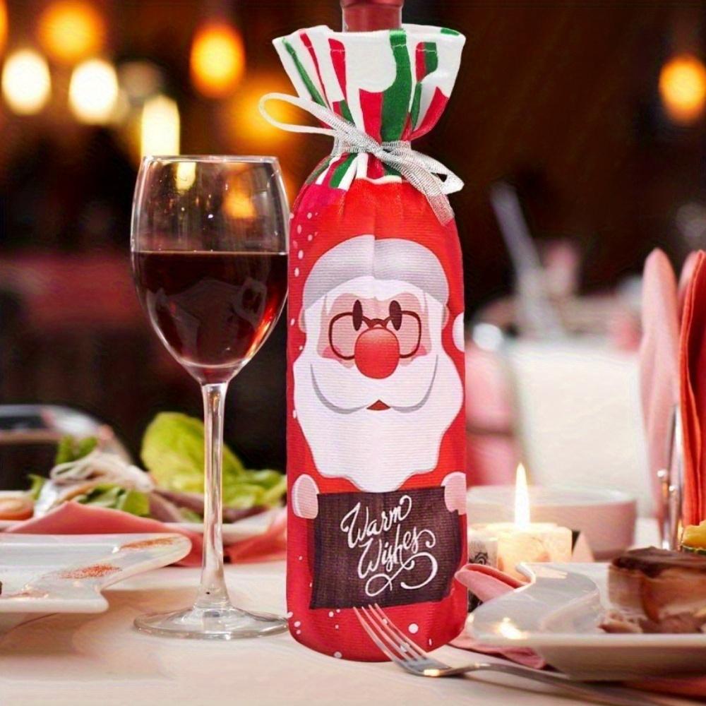 1/3pcs Festive Christmas Wine Bottle Gift Bags with Drawstring Closure - Reusable Tote Bags Featuring Santa, Snowman Designs
