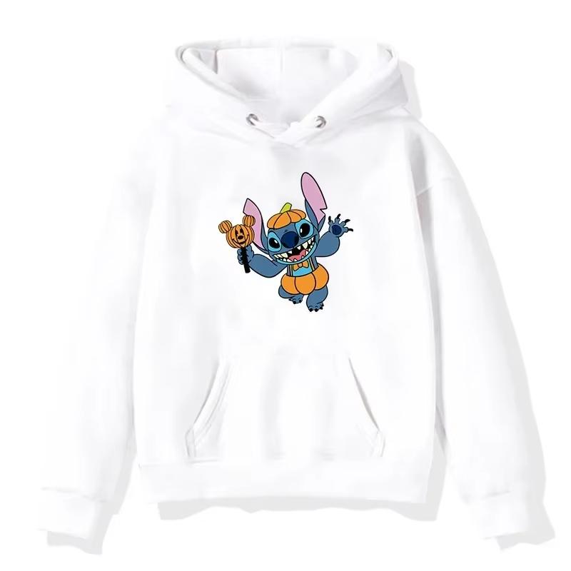 Halloween Stitch Pattern Hoodies Cute Cartoon Disney Sweatshirts Pocket Clothing Daily Men Hoodies Autumn Winter Pullover Tops